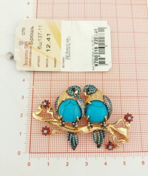 Брошь из красного золота 585 пробы бш137-11