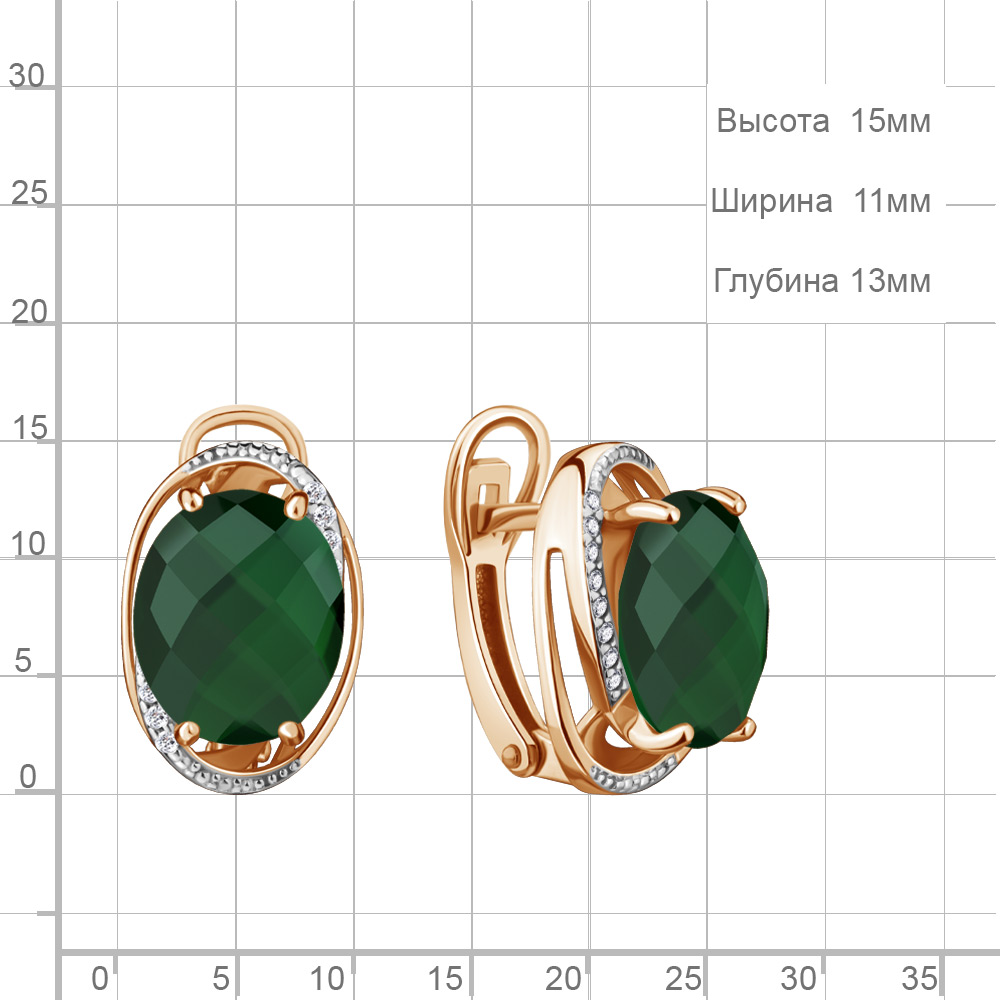 Серьги с английским замком женские из серебра 925 пробы 4423209А  Золочение