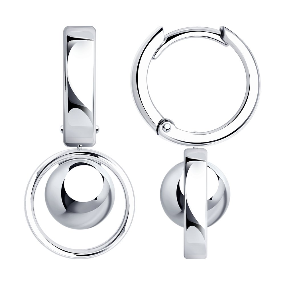 Серьги конго женские из родированого серебра 925 пробы 94024767