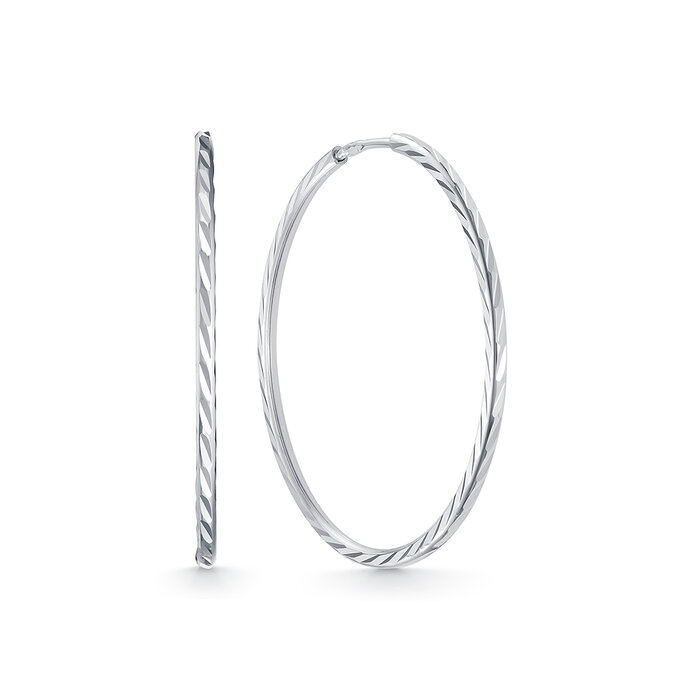 Серьги конго женские из родированого серебра 925 пробы с020035-1