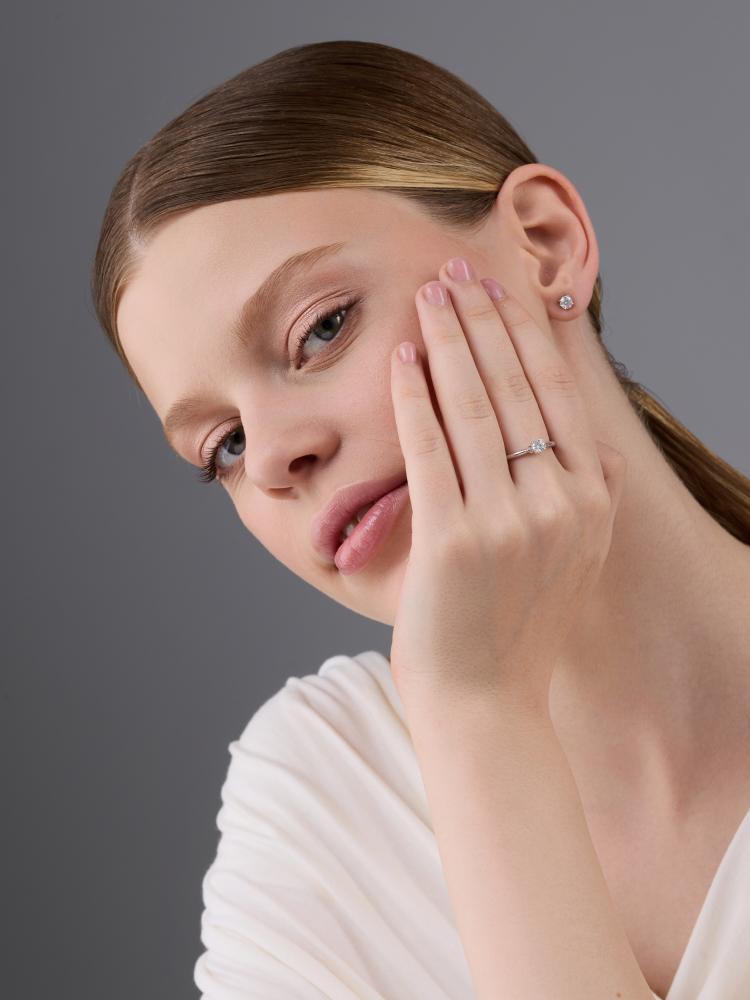 Пусеты из родированого серебра 925 пробы 02-4604/000М-00