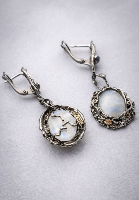 Серьги с английским замком женские из родированого серебра 925 пробы SC6380-48