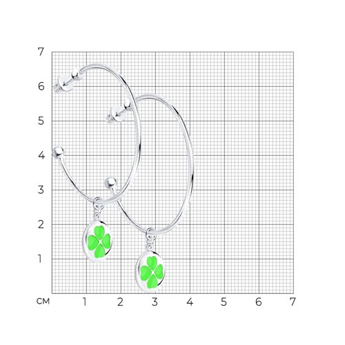 Серьги с английским замком женские из родированого серебра 925 пробы 94024476