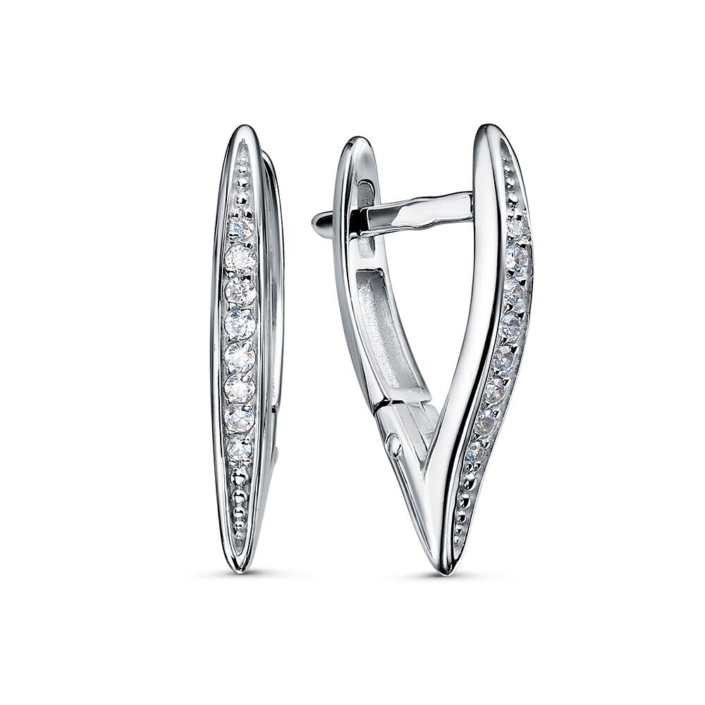 Серьги с английским замком женские из родированого серебра 925 пробы 3101020754