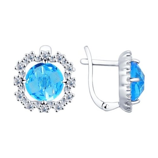 Серьги с английским замком женские из родированого серебра 925 пробы 94021827