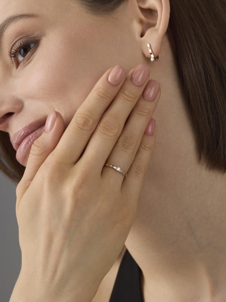 Кольцо из красного золота 585 пробы 16470-100 с бриллиантом