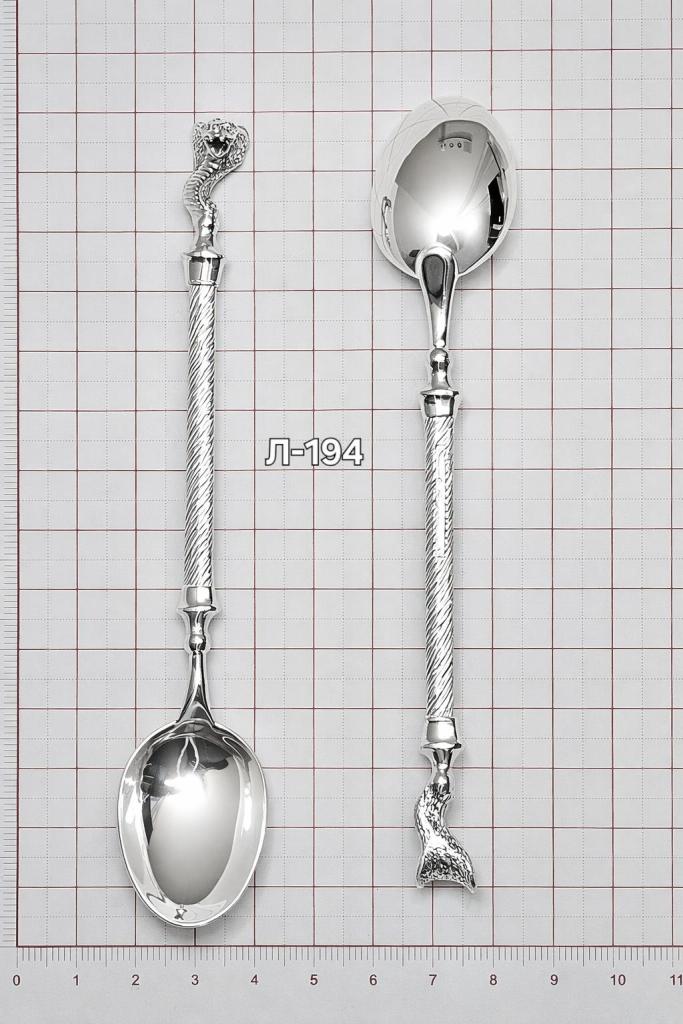 Ложка из родированного серебра 925 пробы Л-194 Змея