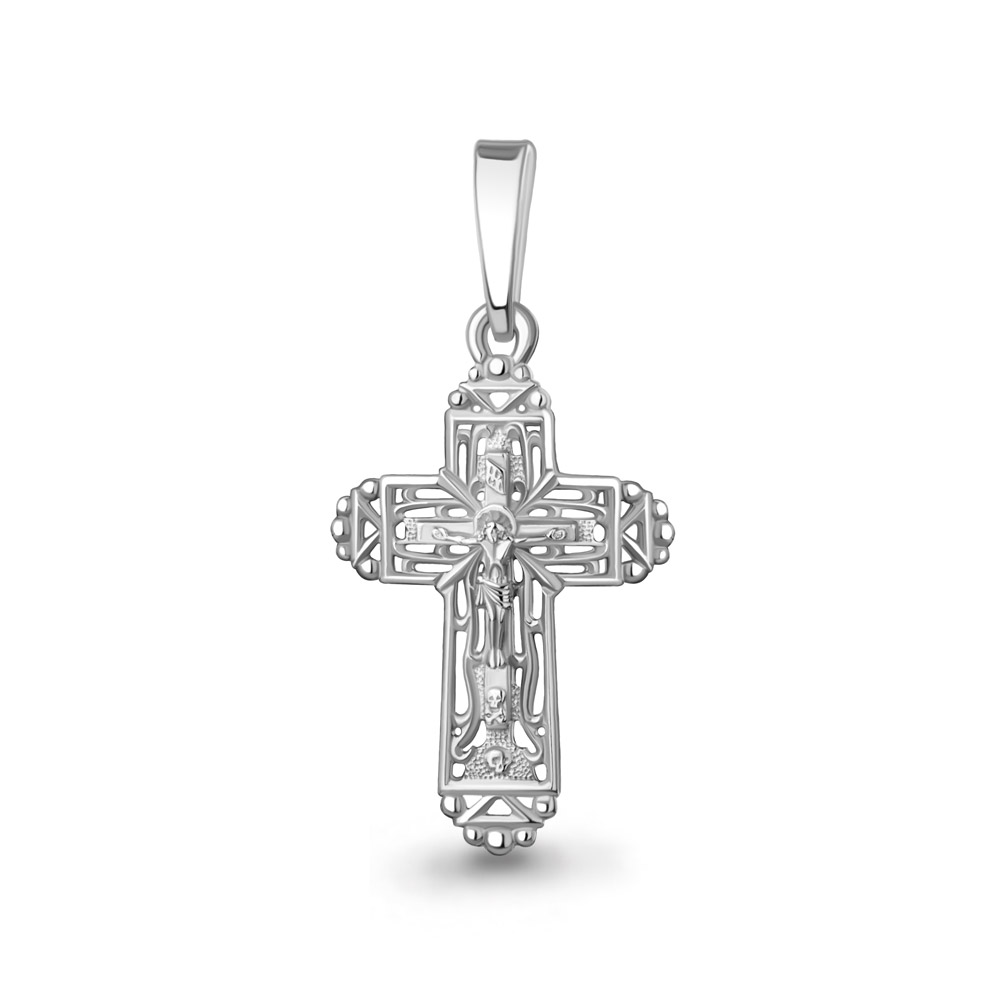Крест из родированного серебра 925 пробы 11163