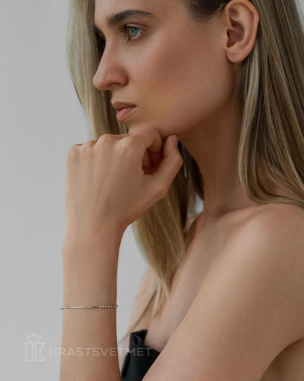 Браслет из родированого серебра 925 пробы НБ22-552-3 д. 2  , плетение: перлина