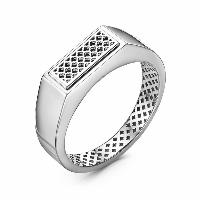 Печатка из родированого серебра 925 пробы с040017