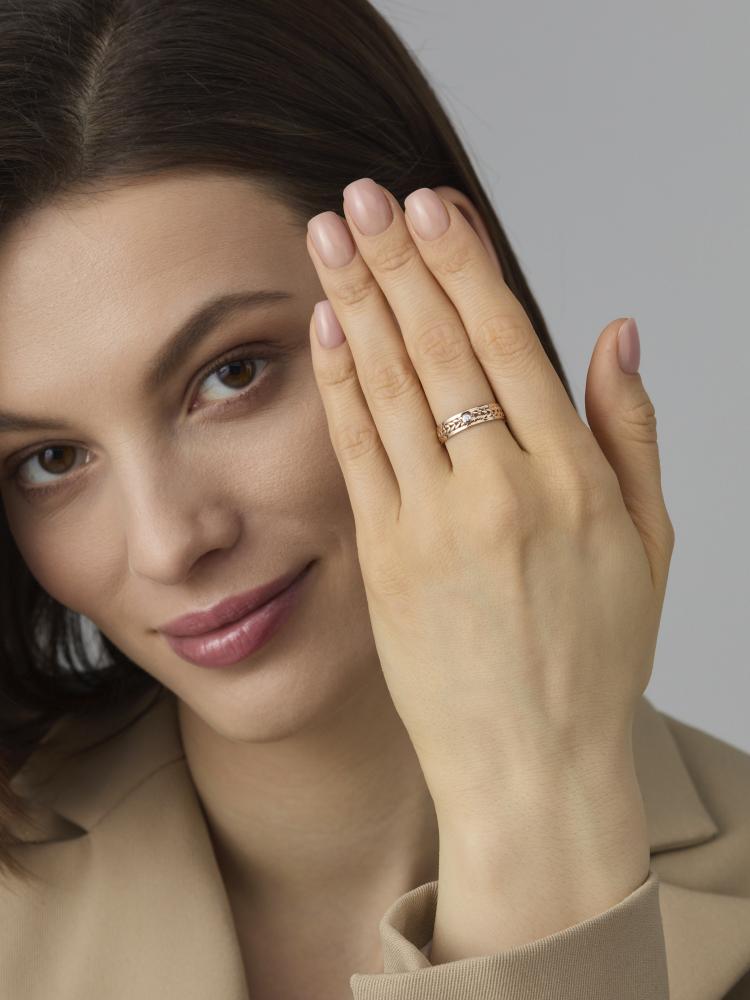 Кольцо из красного золота 585 пробы 14459-100 с бриллиантами