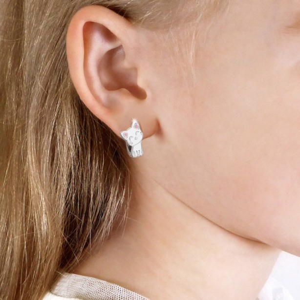 Серьги с английским замком детские из серебра 925 пробы 34312  Родирование