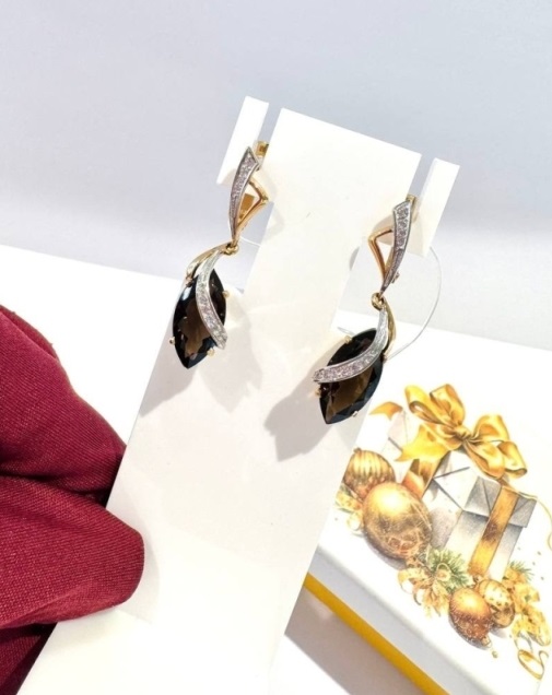 Серьги из золота 585 пробы 200-373  Коричневый