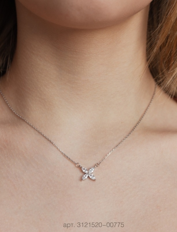 Колье из родированого серебра 925 пробы 3121520-00775