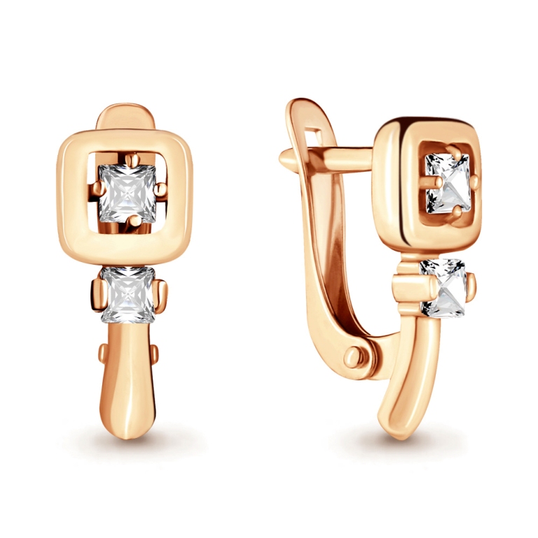 Серьги с английским замком женские из красного золота 585 пробы 46388