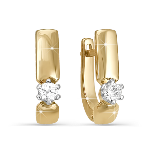 Серьги с английским замком женские из золота 585 пробы бр120139 с бриллиантами