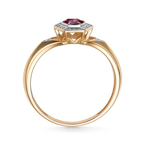 Кольцо из красного золота 585 пробы 15632-103 с рубином и бриллиантами