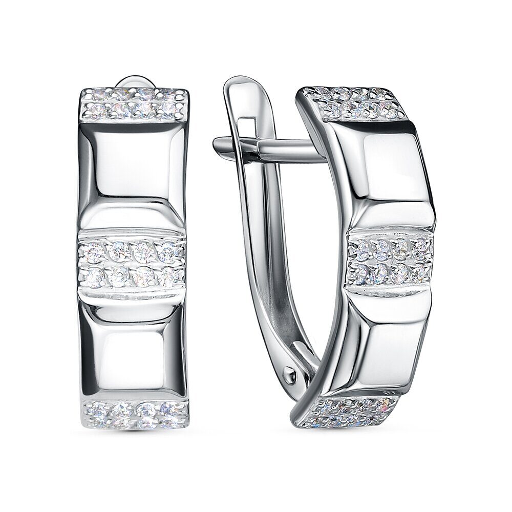 Серьги с английским замком женские из родированого серебра 925 пробы 3101028738