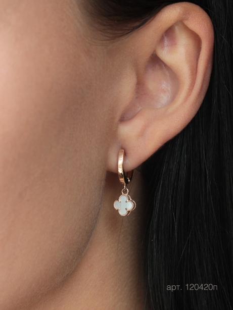 Серьги с английским замком женские из красного золота 585 пробы 120420п