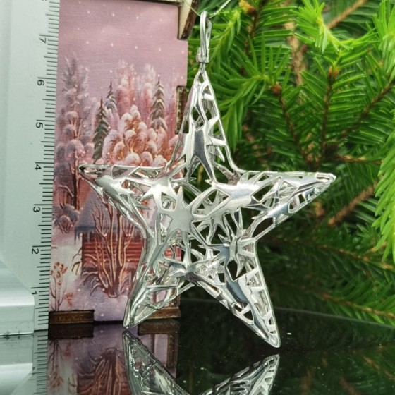 Сувенир из родированого серебра 925 пробы 8843 Звезда со звездами