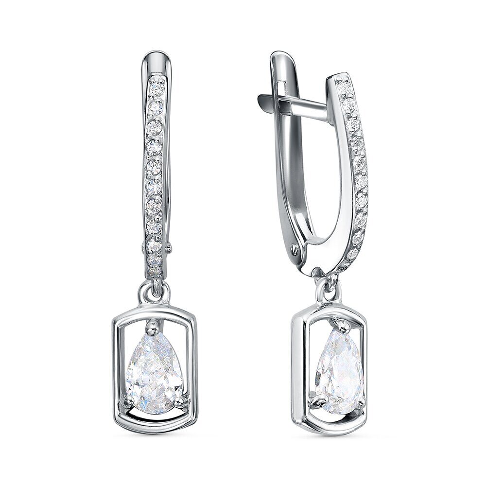 Серьги с английским замком женские из родированого серебра 925 пробы 3101028747