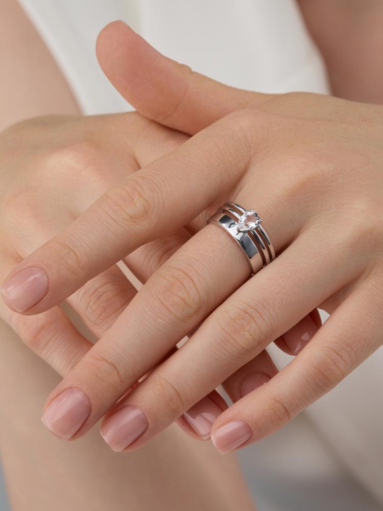 Кольцо из родированого серебра 925 пробы 01-4439/00ГХ-00