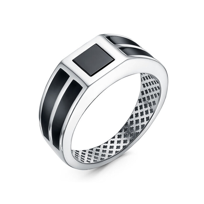 Печатка из родированого серебра 925 пробы с040010