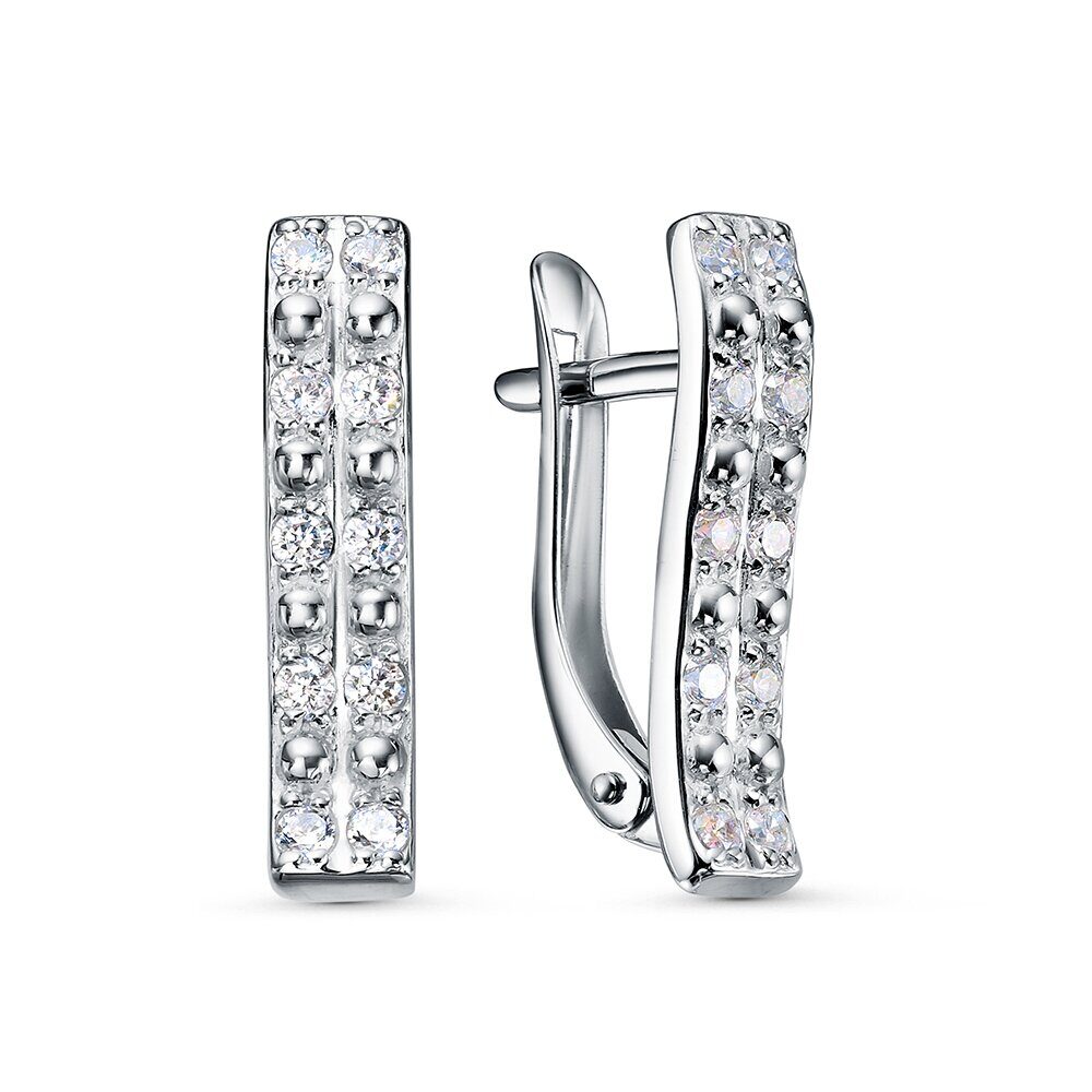 Серьги с английским замком женские из родированого серебра 925 пробы 3101020726