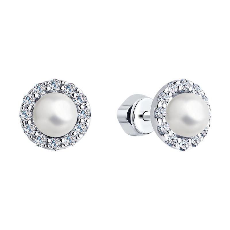 Пусеты из родированого серебра 925 пробы 94021962