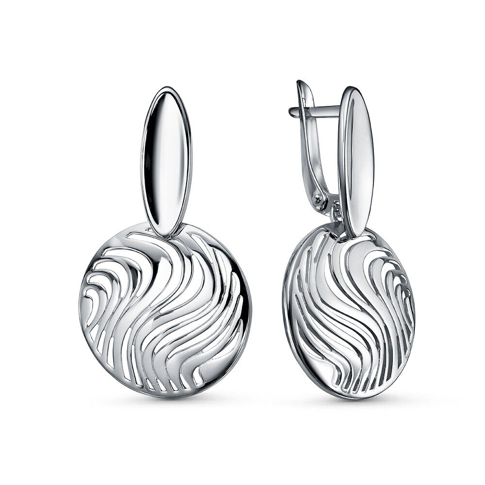 Серьги с английским замком женские из родированого серебра 925 пробы 3001029219