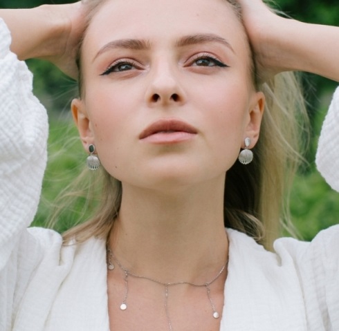Колье из родированного серебра 925 пробы 0320380-00245