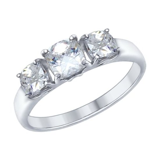 Кольцо из родированного серебра 925 пробы 89010066 с фианитом swarovski