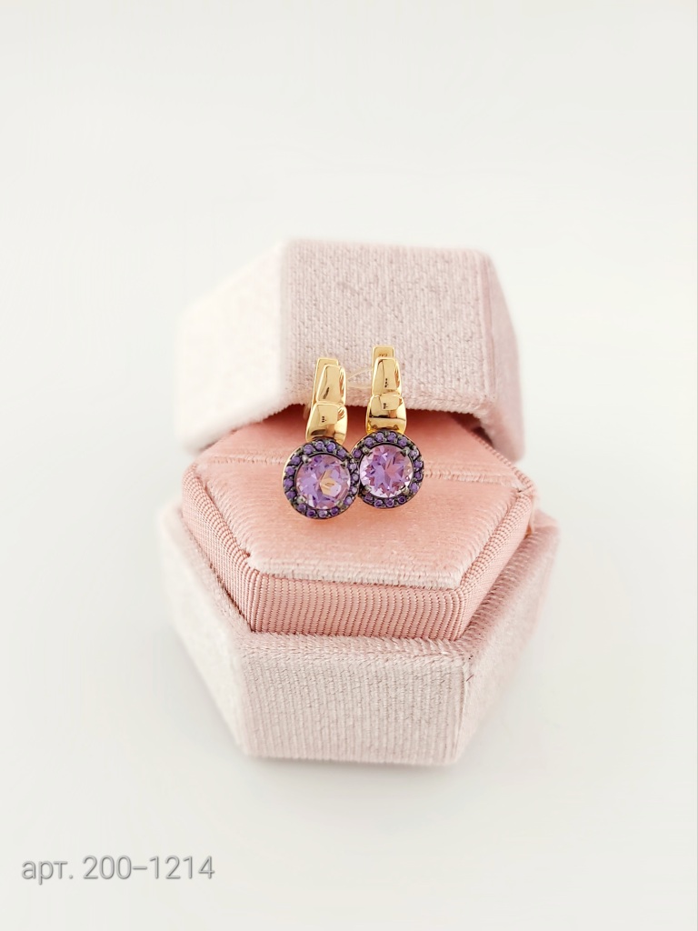 Серьги из золота 200-1214   Сиреневый