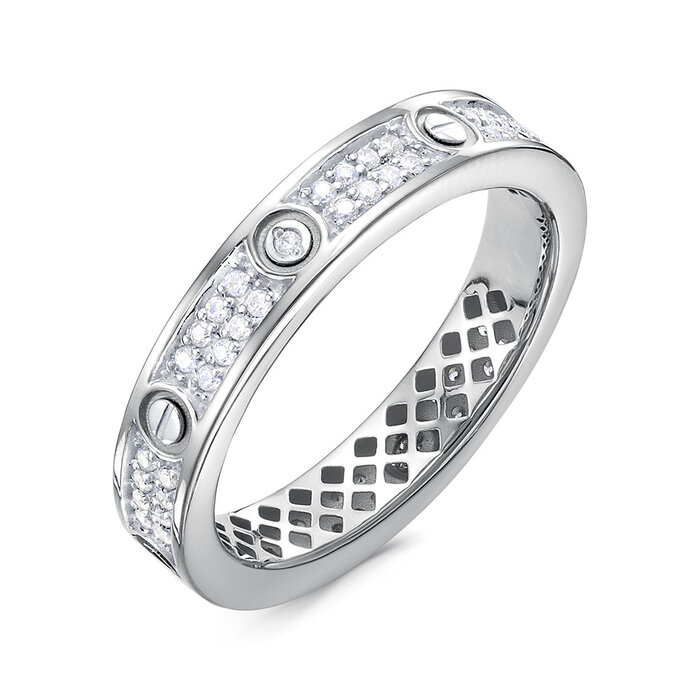 Кольцо из родированого серебра 925 пробы с110387