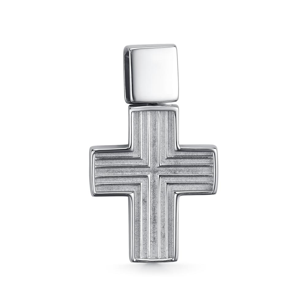 Крест из родированого серебра 925 пробы 03-2828/00ЧБ-17 с бриллиантом