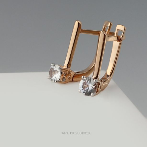 Серьги с английским замком женские из красного золота 585 пробы 1902Е81082С с сапфирами
