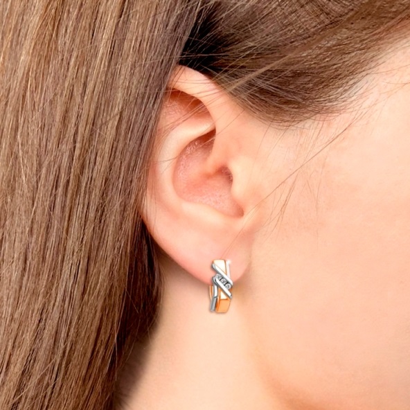 Серьги с английским замком женские из золота 585 пробы 46711А с фианитом
