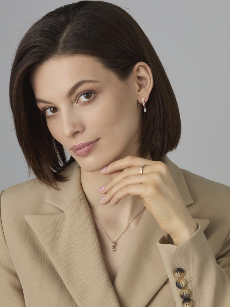 Кольцо из красного золота 585 пробы 16501-100 с бриллиантом