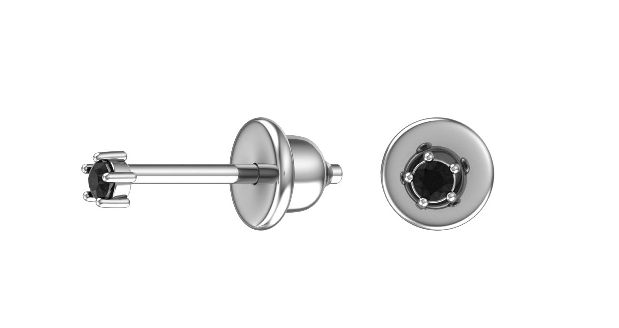 Пусеты из родированого серебра 925 пробы 6001181-00205