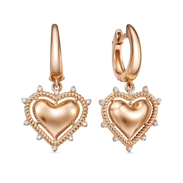 Серьги с английским замком женские из золота 585 пробы 120695 с фианитом