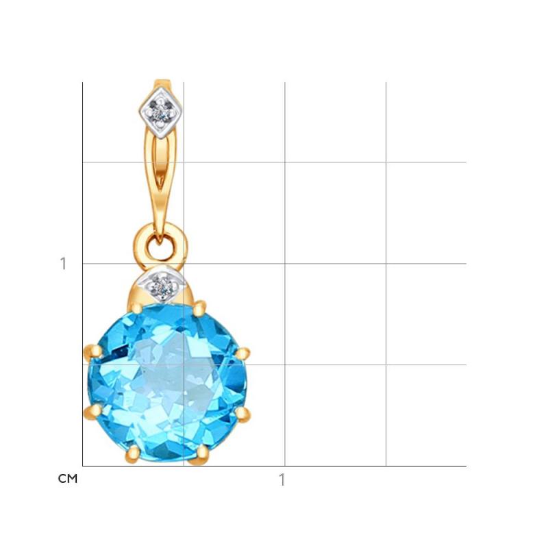 Подвеска из красного золота 585 пробы 731243 и фианитами