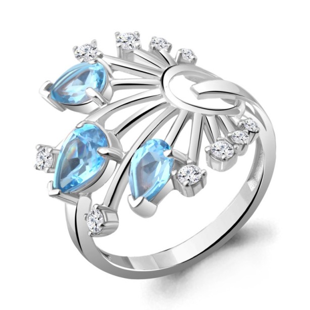 Кольцо из родированого серебра 925 пробы 6951305А