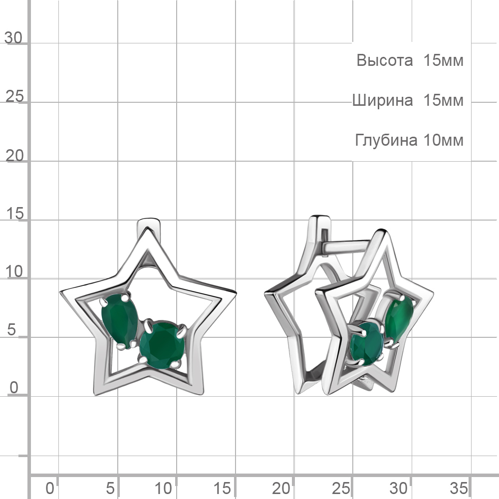 Серьги женские из родированного серебра 925 пробы 4733309 с агатами