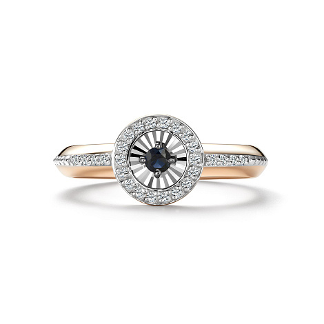 Кольцо из красного золота 585 пробы 17019-102 с сапфиром и бриллиантами