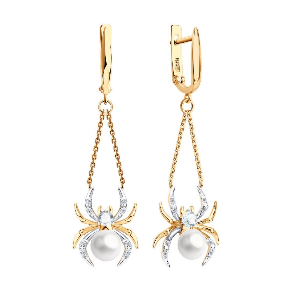 Серьги с английским замком женские из золота 585 пробы 792291 с фианитом
