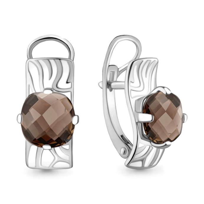 Серьги с английским замком женские из родированого серебра 925 пробы 4464401