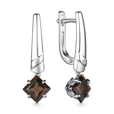 Серьги с английским замком женские из родированого серебра 925 пробы 02-4034/БРРТ-00