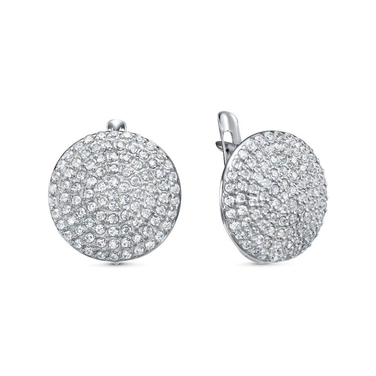 Серьги с английским замком женские из родированого серебра 925 пробы 3101028386