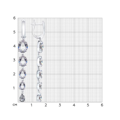 Серьги с английским замком женские из родированого серебра 925 пробы 94022079