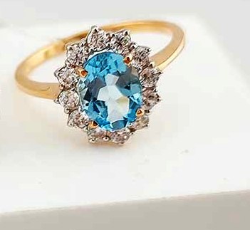 Кольцо из красного золота 585 пробы 100-498  Голубой